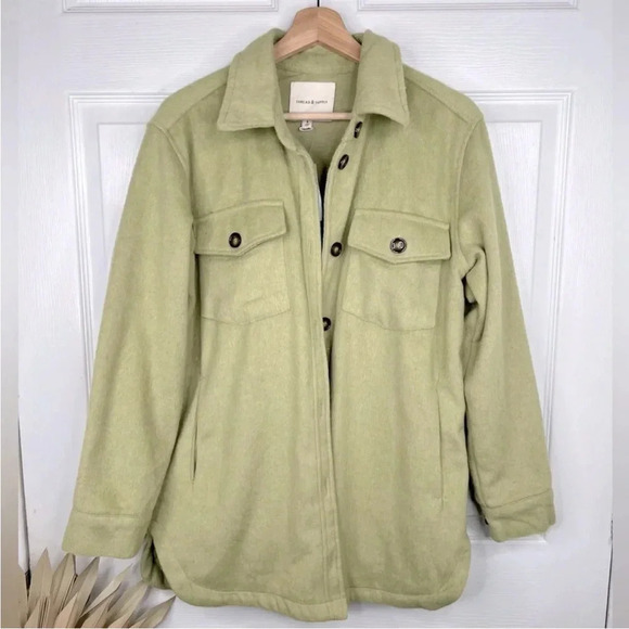 THREAD & SUPPLY ~ New Sage Green Button Down Soft Shacket with Pockets Oversized - Picture 3 of 4